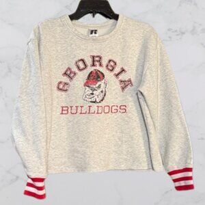 Gray Georgia Bulldogs Boxy Fit Drop Shoulder Tri Blend Pullover Size S